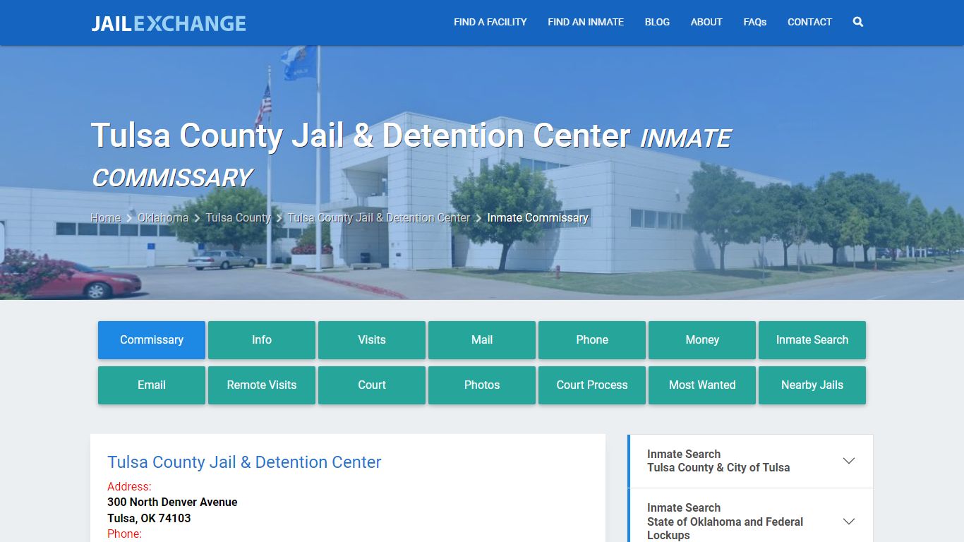 Tulsa County Jail & Detention Center Inmate Commissary