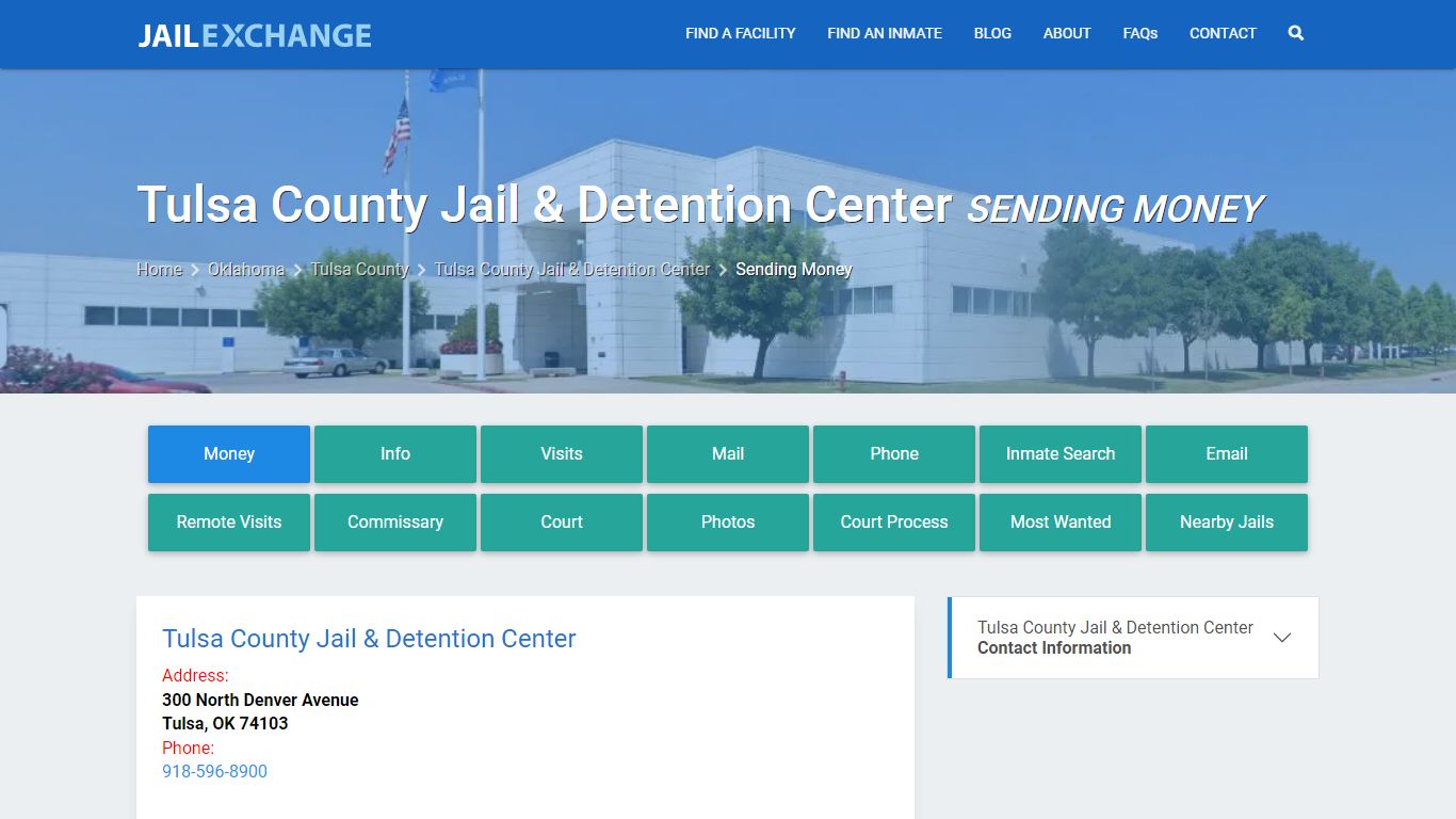 Tulsa County Jail & Detention Center Sending Money
